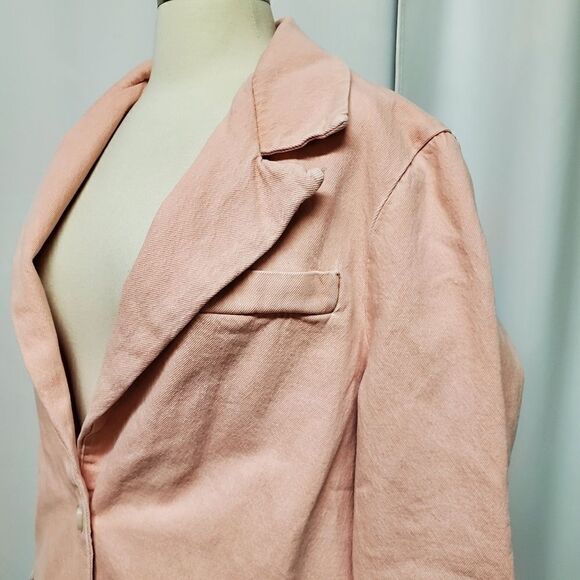Levi's Made and Crafted Pink Organic Cotton Denim Jean Blazer Jacket Woman's Md - Picture 7 of 8